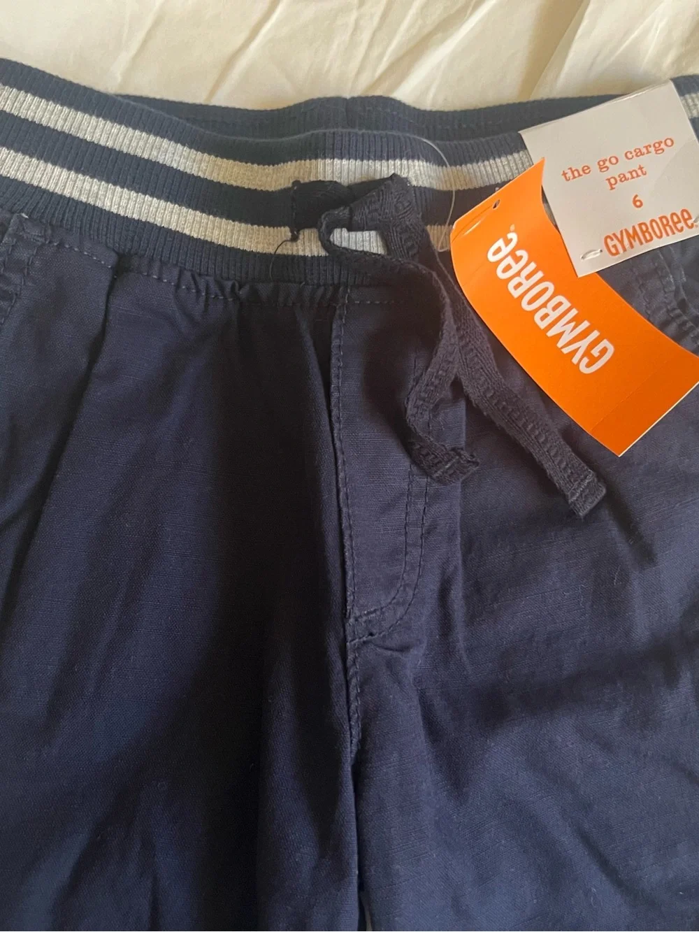 NWT Gymboree Boys Pull On Cargo Navy Blue Pants Elastic Waistband Size 6